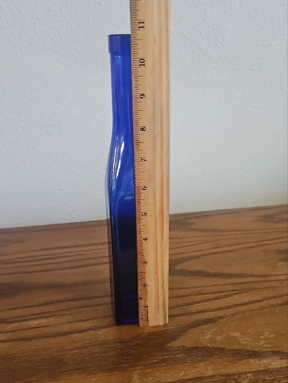 Vintage Tall Square Cobalt Blue Glass Bottle Tote 8 - Picture 4 of 4